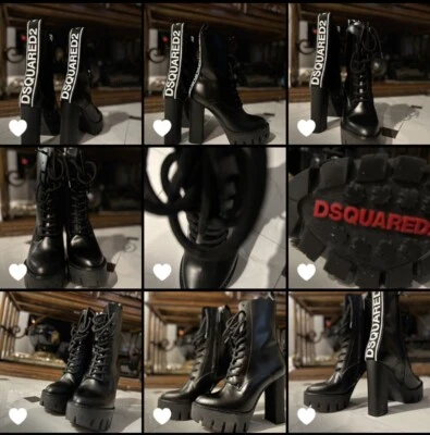 DSQUARED2 Botas Tacón Alto Cuero Negro Italia 36 Nuevas en Caja  Foto 1 de 4