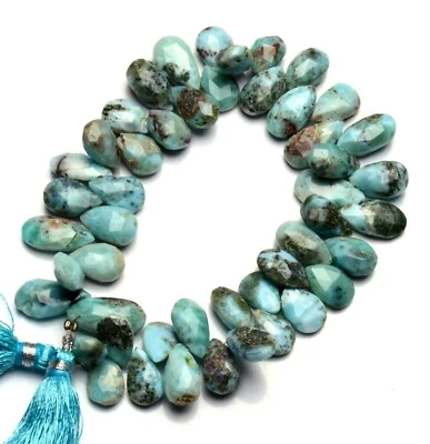 Gema Natural Larimar 12x8 a 13x9mm Tamaño Forma Pera Briolettes Cuentas 8" Hilo Foto 1 de 4