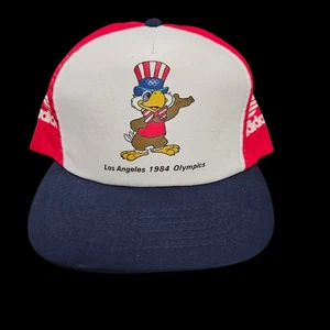 Vintage 1984 Los Angeles Olympics Adidas Sam the Eagle Trucker Hat Cap RARE - Picture 1 of 6