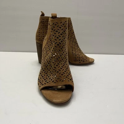 Carlos by Carlos Santana Tacey Tawny 棕褐色露趾镂空拉链踝靴 6 码 — 第 1/4 张图片
