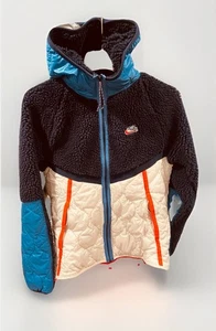 Nike Herren Heritage Sherpa Jacke mit durchgehendem Reißverschluss marineblau weiß Größe Small gebraucht, in einwandfreiem Zustand - Bild 1 von 4