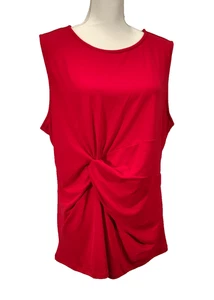 Red Blouse Size 2X by Zenana Outfitters Sleeveless Front Decorative Knot - Picture 1 of 14