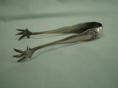 Pinzas de hielo vintage de plata de ley con cuentas con sello Foto 1 de 4