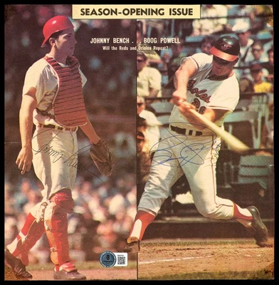 Johnny Bench & Boog Powell Signed 10x10 Magazine Page Beckett #BM37521 - Image 1 of 3