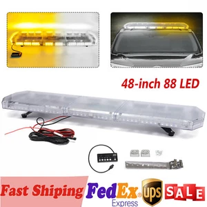 48 88-LED Strobe Light Bar Emergency Warn Beacon Tow Truck Response Amber White - Picture 1 of 12