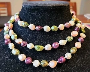 Freshwater 8mm -10mm Baroque Multicoloured Pearl 60cm Necklace  - Bild 1 von 8