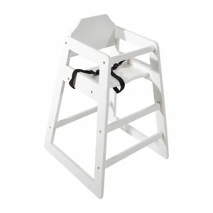 Bolero Wooden High Chair Antique White Finish Beech Wood - Picture 1 of 8