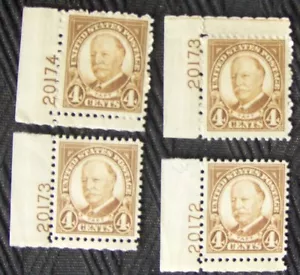 Francobollo singolo US 4¢ SC #685 TAFT, MH, 1930 con numero di targa. - Foto 1 di 2