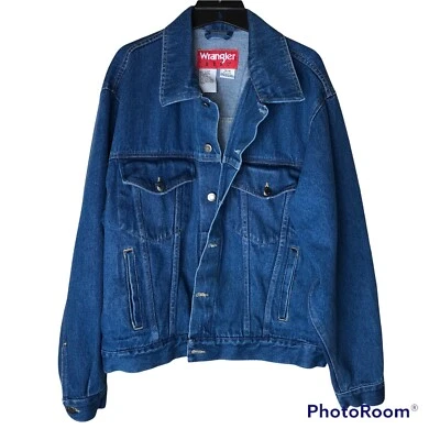 Vintage 90s Wrangler Hero Denim Trucker Jacket Men’s Sz Medium Pockets Comfort - Image 1 of 4