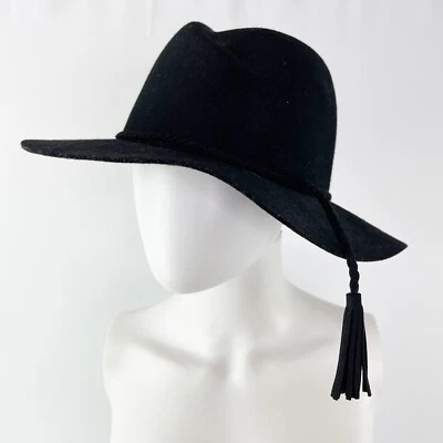 Sombrero AdornA by Milano Negro con Borla Talla L 100% Lana Vaquera Occidental Boho Foto 1 de 4