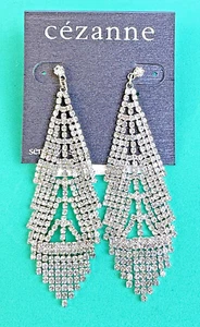 ELEGANT CEZANNE Cascade of Sparkling CZ Gemstones Dangle 3.25 inch Drop Earrings - Picture 1 of 12