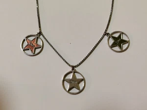 Vintage CHRISTIAN DIOR Logo STARS Enamel Logo Charm Pendant Necklace - Picture 1 of 13
