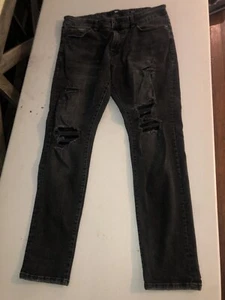 Jordan Craig Sean Jeans Herren 38x32 Schwarz Distressed Tapered Stretch Denim - Bild 1 von 9