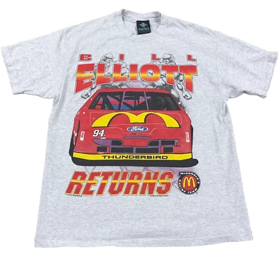 Camisa De Colección Bill Elliott Hombres XL Gris McDonalds Años 90 Carreras 1995 Devoluciones 2 Caras Foto 1 de 4