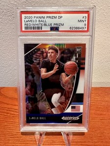 2020 Panini Prizm Draft Picks LaMelo Ball RC Red/White/Blue #3 PSA 9 Hornets 