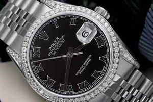 Reloj Rolex Datejust 36 mm esfera negra número romano acero inoxidable diamante - Imagen 1 de 9