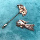 Sterling Silver inlayPin Brooch Taxco Mexico and Stickpin