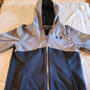 Under Armour Cold Gear Loose grau/blau Reißverschluss Fleece Kapuzenpullover Jugend YLG - Bild 1 von 5