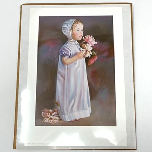 'Flower Girl' Nancy N.A. Niña con flores Noel Amish 1995 impresión pequeña sin marco - Imagen 1 de 6