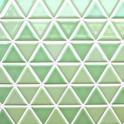 Blue Green Triangle Porcelain Mosaic Wall Tile - Image 1 of 4