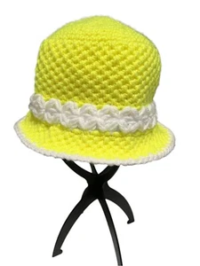 Handmade Crochet Bucket Hat Yellow - Picture 1 of 5