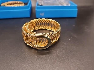 Moda Al Massimo 18k Gelbgold plattiert Bronze Panzer Armreif Armband 8" - Bild 1 von 7