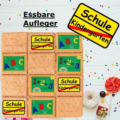 Tortenaufleger Einschulung bunt Tafel Schulanfang Tortendeko Schule Esspapier - Bild 1 von 2