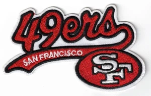 San Francisco 49ers Script Team Logo NFL Embroidered 4in Iron / Sew-On Patch - Picture 1 of 2