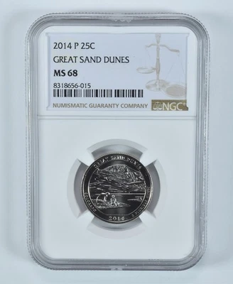 2014-P Washington Quarter Great Sand Dunes America The Beautiful MS68 NGC *6642 - Image 1 of 4