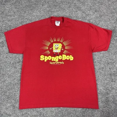 Camiseta promocional vintage Bob Esponja SquareBriefs masculina L vermelha desenho animado Nickelodeon Y2K - Imagem 1 de 4