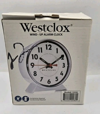 Westclox 15550 Loud Bell Wind Up Alarm Clock Plastic White NOS - Image 1 of 4