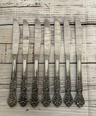 Lote de 7 cuchillos de cena Versalles Japón acero inoxidable patrón rosa Foto 1 de 4