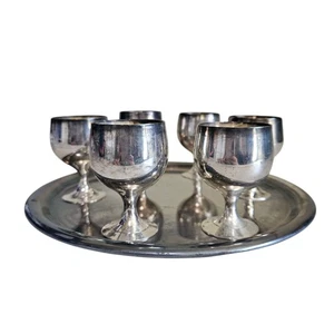 Vintage 6 versilberte ENPS Cordial Tassen mit Platte - Bild 1 von 6