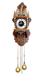 VTG ATLAS WALL CLOCK Horseman Pendulum 8 Day Weighted Dutch J.A.W. WUBA Running - Bild 1 von 24