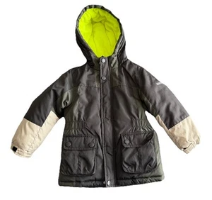 OshKosh B'Gosh Boys Winter Coat Jacket Grey Green Kids Size 4T Hooded Lined - Picture 1 of 6