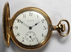 Reloj Bolsillo 1909 Elgin Grado 320 0s 7j Lleno de Oro con Estuche Hunter Piezas/Reparación - Imagen 1 de 6