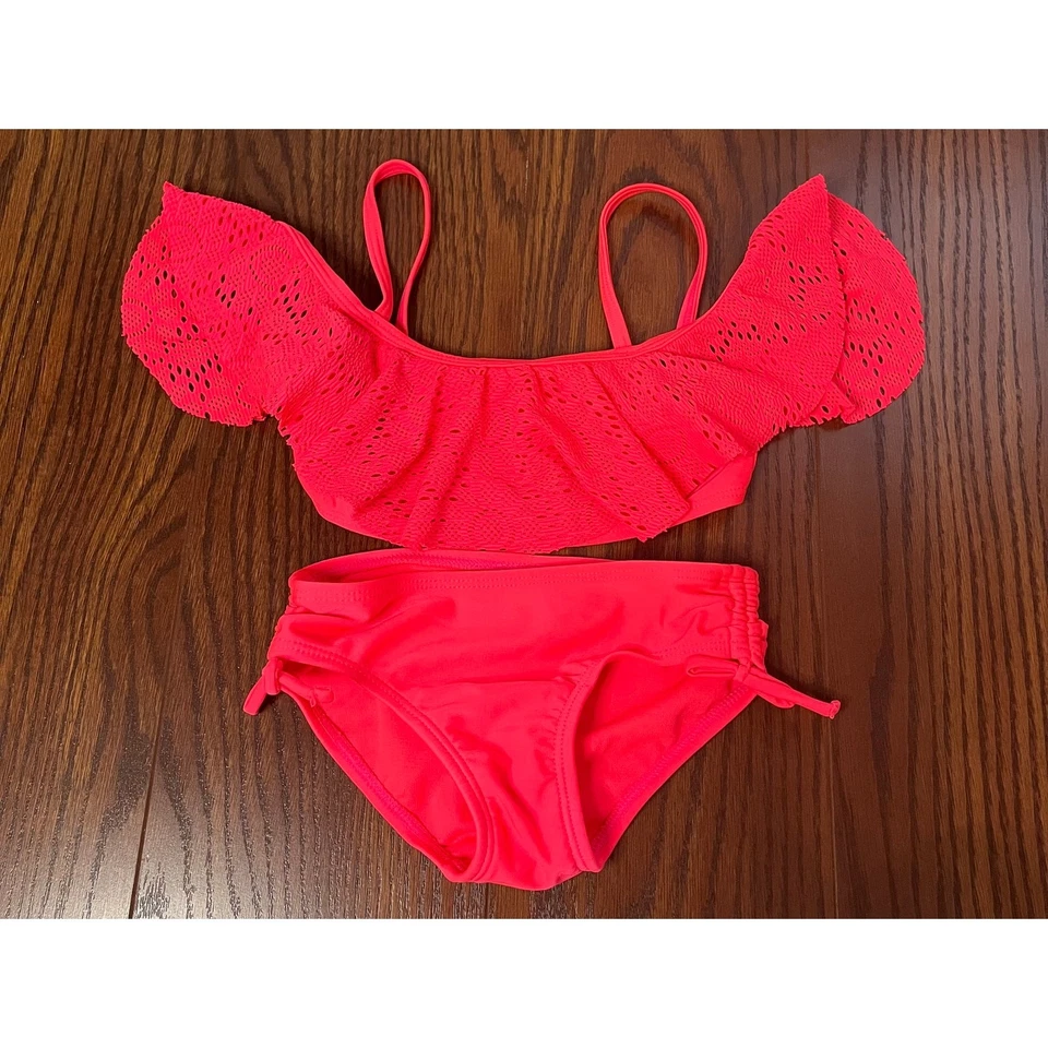 Lote Trajes de Baño Niñas Xhilaration Rosa Neón Dos Piezas Talla Xs Rayas H&M Foto 1 de 4