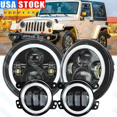 Kit combinado de faros LED de 7" DRL+4" antiniebla para Jeep Wrangler JK JKU 2007-2018 Foto 1 de 4