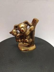 Vintage Brass Koala Bear Figurine Mom And Baby 2.5" tall - Picture 1 of 4