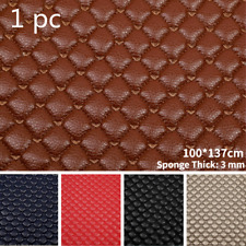 Embroidered Faux Leather Fabric Sponge Backing Quilted Car Upholstery Material
