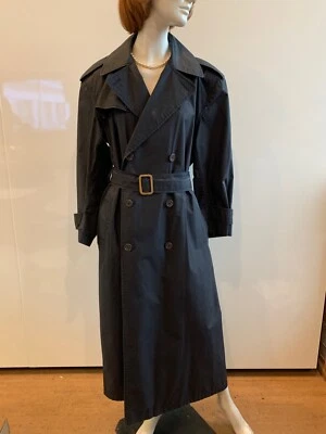 Casaco trench coat preto vintage anos 80 polo Ralph Lauren feminino tamanho 10 - Imagem 1 de 4