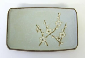 Pair of Oriental Japanese Stoneware Ceramic Sakura Sushi Rectangular Plate - Picture 1 of 5