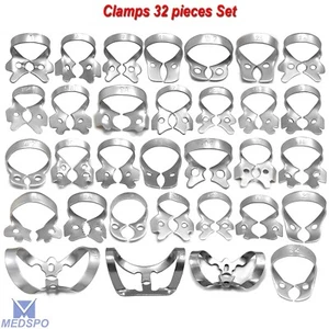 Juego de abrazaderas de presa de goma endodóntica de 32 piezas instrumentos restauradores dentales - Imagen 1 de 4