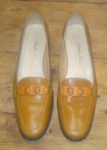 Mocasines de plataforma Salvatore Ferragamo para mujer talla 7,5 de cuero tostado naranja - Imagen 1 de 7