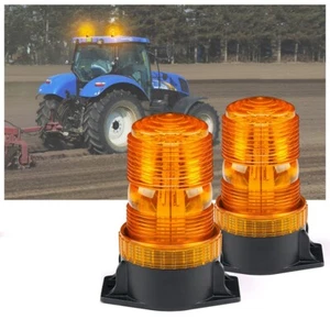 2X Amber LED Strobe Beacon Light Emergency Warning Car Truck Forklift Golf Carts - Picture 1 of 7