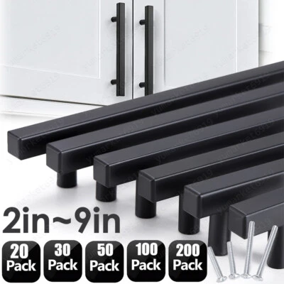 YUMARKET Cabinet Door Handles Pulls Matte Black Stainless Steel Kitchen Drawer Pulls Lot