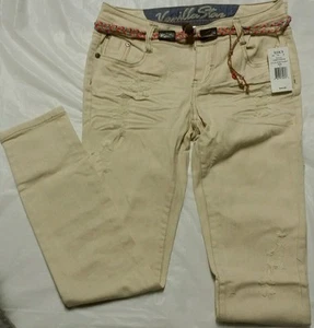 NWT $44 Vanilla Star Distressed honey honey Ankle Jeans withBraided Belt Size 5  - Picture 1 of 5