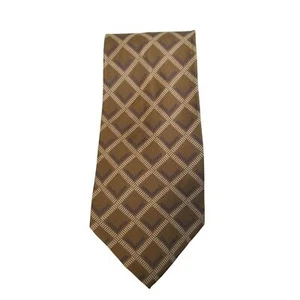 Adolfo Men's Classic Necktie 100% Silk, Geometric Pattern Brown and Tan Tie - Bild 1 von 5