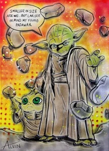 Cuadro firmado a mano "Star Wars - Yoda & Grogu" de Alvin Silvrants - Imagen 1 de 15