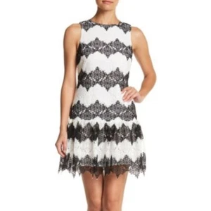 Vestido de encaje blanco y negro para mujer Betsey Johnson, talla 10 - Imagen 1 de 10